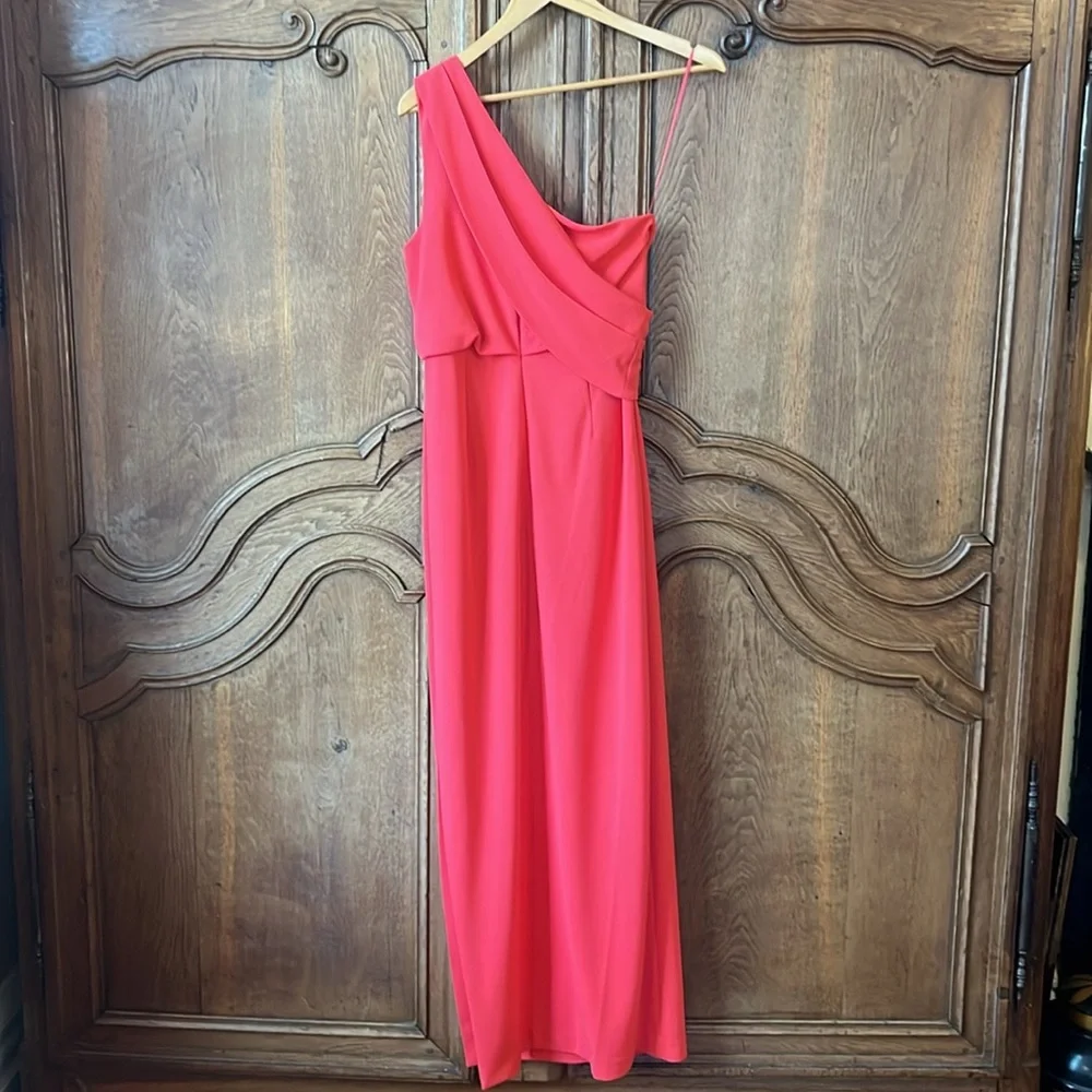 Belle Badgley Mischka Raya One Shoulder Draped Side Slit Maxi Dress - Picture 16 of 16